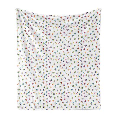 Ambesonne ABC Theme Throw Blanket, Cartoon Alphabet Fun Themed Design Cartoon Style Composition Colorful Print, Flannel Fleece Accent Piece Soft Couch Cover for Adults, 70" x 90", Multicolour