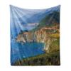Ambesonne Big Sur Soft Flannel Fleece Throw Blanket, Photo of an Aerial Vista Scene of California Coast High Mountains, Cozy Plush for Indoor and Outdoor Use, 70" x 90", Blue view 1