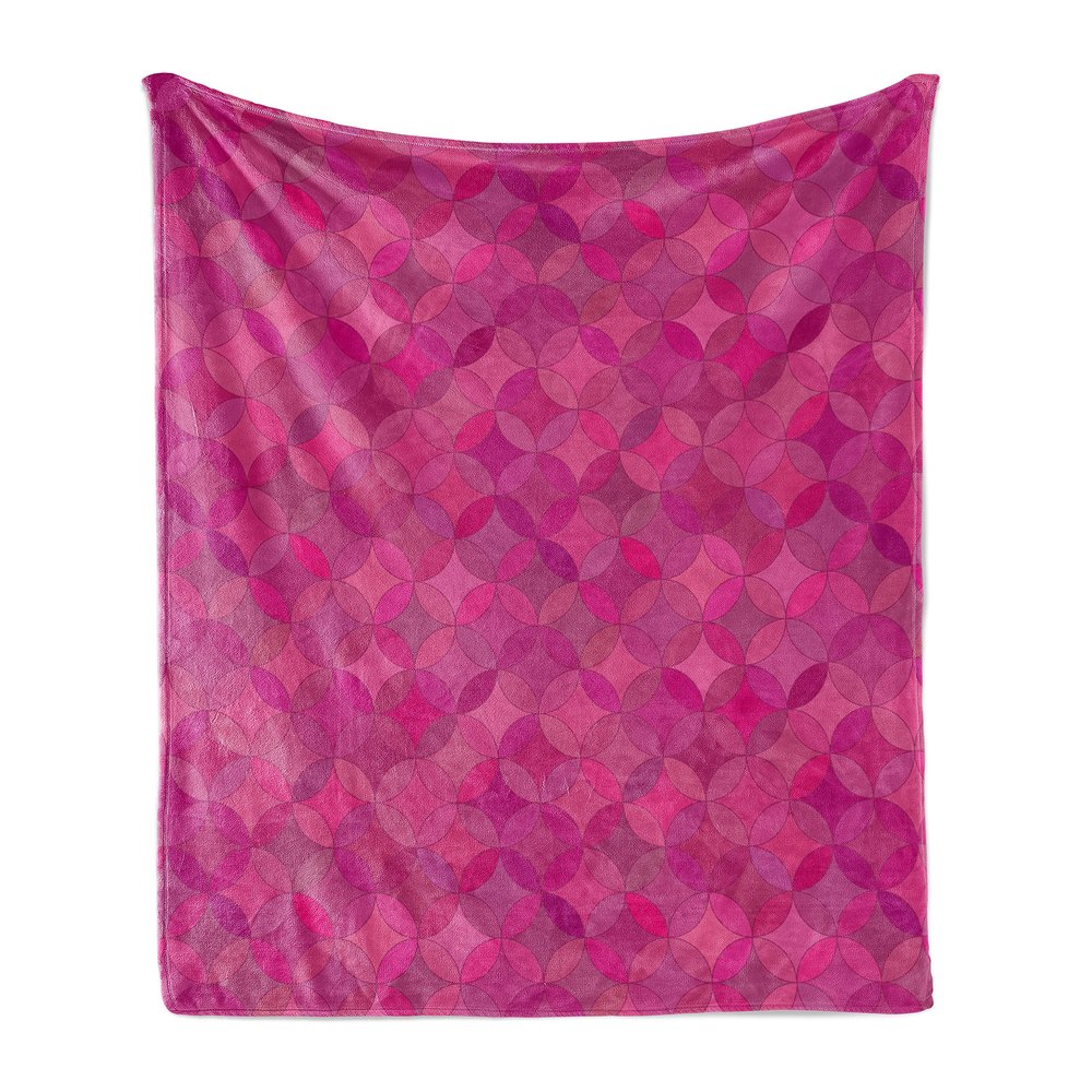 Ambesonne Abstract Throw Blanket, Geometrical Theme Star Patterns from Circular Shapes, Flannel Fleece Accent Piece Soft Couch Cover for Adults, 50" x 70", Dark Magenta Magenta