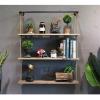 WYFZT Floating Shelves with String, Hanging Shelf Wall Mounted with Jute Rope,Rustic Wood Suspended Wall Shelf | Swing Shelf Home Storage Shelving Unit Organizer, 3-Tier (Size : 402090cm) view 2