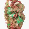 Artisan Nutcracker Christmas & New Year Wreath Featuring a 12' Wood Sign, 4 Plaid Ornaments & Beautiful Ribbon. Wreath is Very Full, Made with 30 Feet of Natural/Metallic Fabric view 4