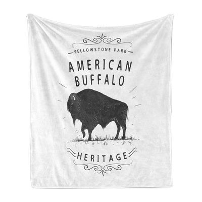 Ambesonne Buffalo Soft Flannel Fleece Throw Blanket, Heritage Animal American Bison Yellowstone National Park Plain Background, Cozy Plush for Indoor and Outdoor Use, 70" x 90", Charcoal Grey