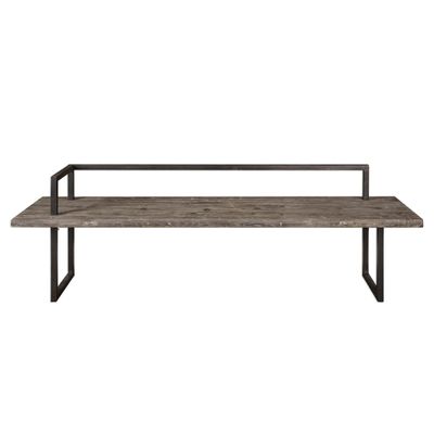 MY SWANKY HOME Elegant Reclaimed Solid Wood Bench Minimalist Open Metal Frame Black 80 in Long