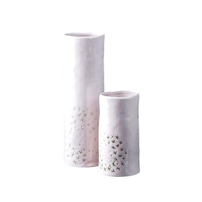 Ceramic Small Vase Home Office Living Room Desktop Dining Table Worktop Vase Dried Flower Simulation Flower Decoration Vase 28 x 8 x 7.7 cm, 15 x 7.8 x 7.1 cm, Pack of 2