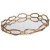 MY SWANKY HOME Elegant Free Form Gold Chain Links Tray Decorative Mirrored Oval Serving Modern view 1