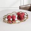 MY SWANKY HOME Elegant Free Form Gold Chain Links Tray Decorative Mirrored Oval Serving Modern view 2