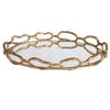 MY SWANKY HOME Elegant Free Form Gold Chain Links Tray Decorative Mirrored Oval Serving Modern view 4