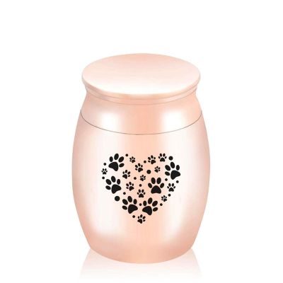 Lohat Cremation Urns, White/Black Paw Print Heart Pets Cremation Urns Screw Cover Ashes Holder Memorial Jewelry