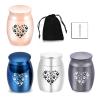 Lohat Cremation Urns, White/Black Paw Print Heart Pets Cremation Urns Screw Cover Ashes Holder Memorial Jewelry view 3