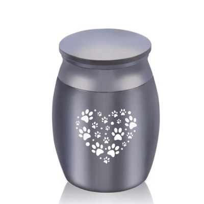 Lohat Cremation Urns, White/Black Paw Print Heart Pets Cremation Urns Screw Cover Ashes Holder Memorial Jewelry
