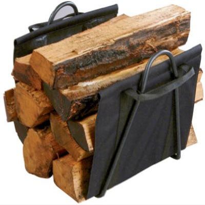 15216 Black Fireplace Log Tote with Steel Stand