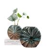 Ceramic Vase Living Room Office Desk Vase Irregular Bottle Mouth Dried Flowers Simulation Flower Decorative Vase 24 x 22.6 x 12.7 cm, 17.7 x 16.5 x 10.8 cm, Pack of 2 view 1