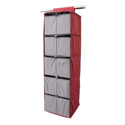 Covermates Keepsakes Hanging Closet Organizer Set - Heavy Duty Material, Sturdy Interior Shelves, Includes Trays with Dividers - Closet Storage, Scarlett Red
