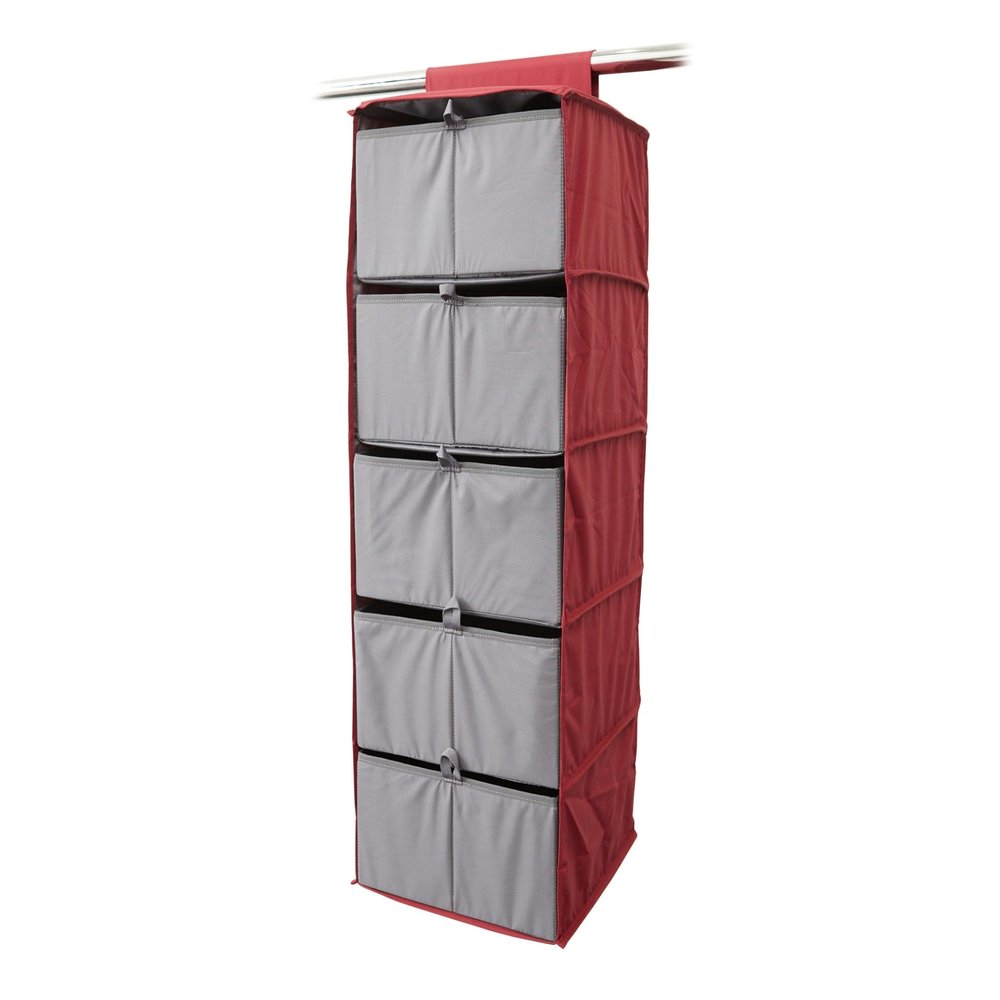 Covermates Keepsakes Hanging Closet Organizer Set - Heavy Duty Material, Sturdy Interior Shelves, Includes Trays with Dividers - Closet Storage, Scarlett Red
