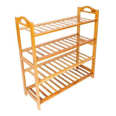 Cimiva Concise 12-Batten 4 Tiers Bamboo Shoe Rack,Useful Shoe OrganizerShoe Cubby Perfect for Bedroom, Entryway, Hallway or Living Room (Wood Color)