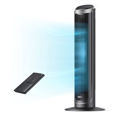 Dreo Tower Fan for Bedroom, 90 Oscillating Fans that Blow Cold Air, 5 Speeds, 4 Modes with 26ft/s Velocity, 12H & 28dB Quiet Timer, Remote, Touch, 40" Standing Floor Fan for Home Office, Black