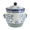 Blue Rose Polish Pottery - Blue Tulip Lg. Container - 17 Cup Capacity - Hand-Painted Polish Pottery Ceramic Kitchen Storage Jar with Lid view 1
