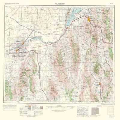 Posterazzi PDXIDPO0001SMALL Pocatello Idaho Quad 1963 USGS Poster Print, 24 x 18, Multicolor