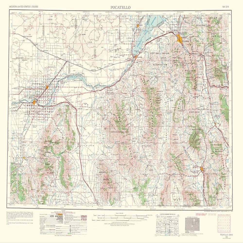 Posterazzi PDXIDPO0001SMALL Pocatello Idaho Quad 1963 USGS Poster Print, 24 x 18, Multicolor