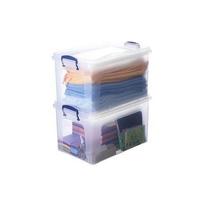 Superio Storage Bins with Lids, Clear Plastic Containers for Organizing, Stackable Totes, BPA Free, Odor Free, Organizer Boxes for Home, and Dorm (2 Pack, 22.7 Qt)