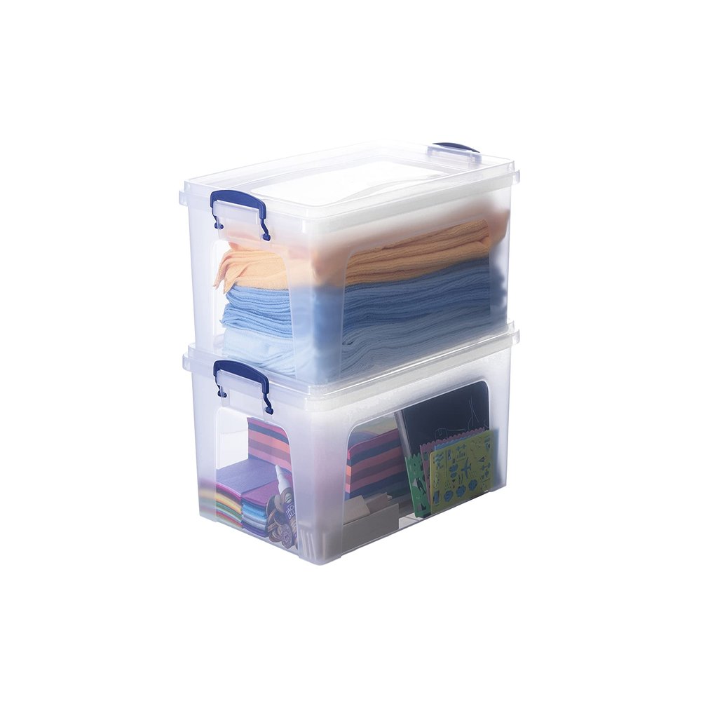 Superio Storage Bins with Lids, Clear Plastic Containers for Organizing, Stackable Totes, BPA Free, Odor Free, Organizer Boxes for Home, and Dorm (2 Pack, 22.7 Qt)