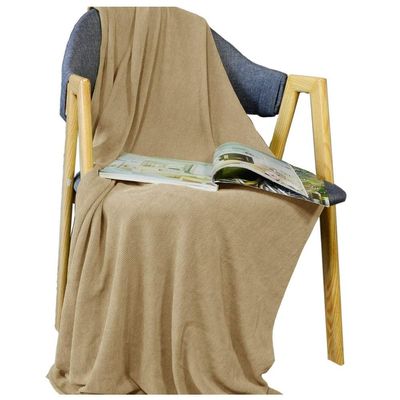 Double Brushed Reversible Knitted Throw Blanket Small 30X40 for Couch Sofa Bed Unique Waffle Design Luxurious Plush Cozy Touch Soft Blanket Tan Beige Solid Microfiber Breathable Durable Fluffy Blanket