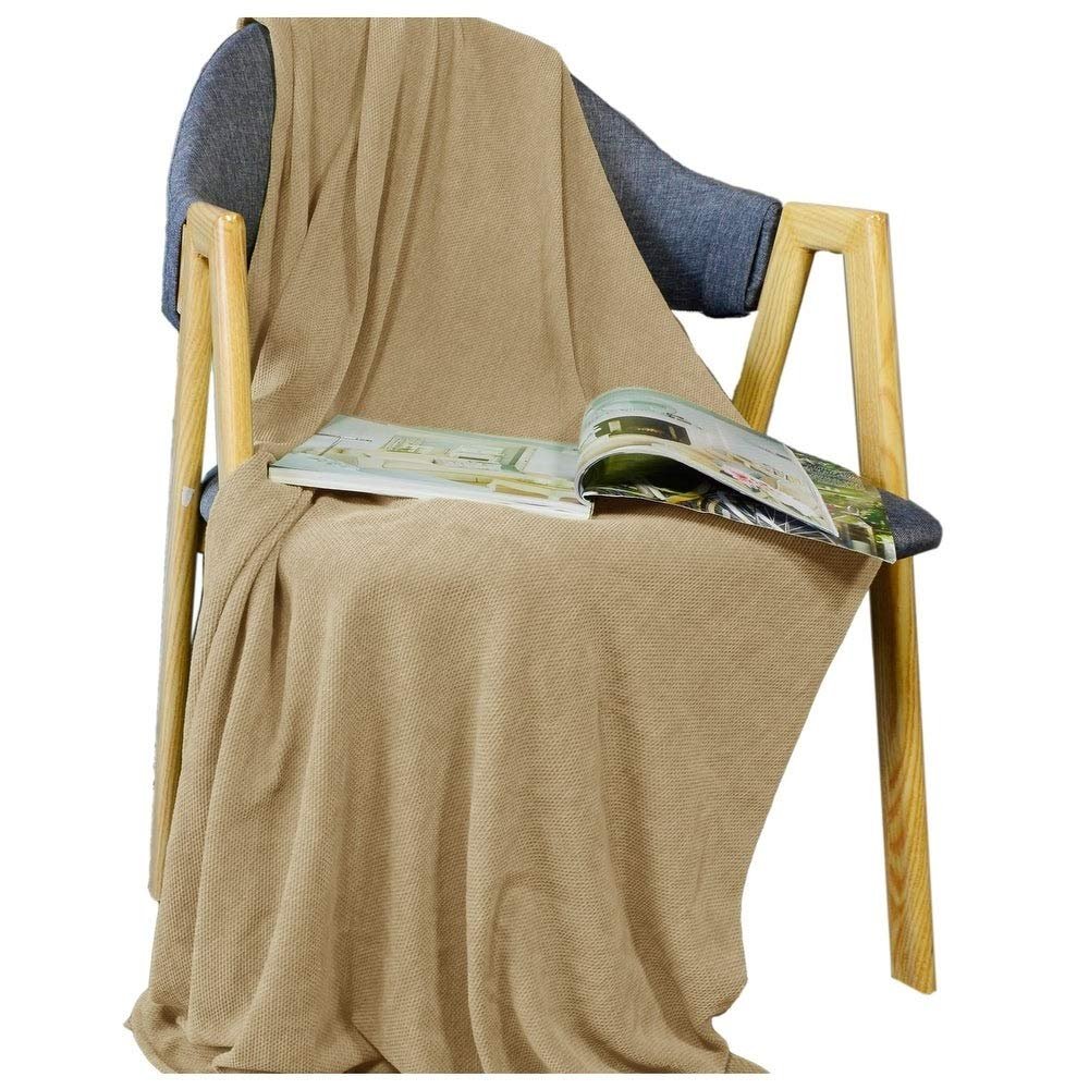 Double Brushed Reversible Knitted Throw Blanket Small 30X40 for Couch Sofa Bed Unique Waffle Design Luxurious Plush Cozy Touch Soft Blanket Tan Beige Solid Microfiber Breathable Durable Fluffy Blanket