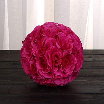 Artificial and Dried Flower 8 inch(20cm) Hanging Decorative Artificial Kissing Flower Ball Centerpieces Silk Rose Wedding Party Decoration Ball - ( Color: Rose/ Size: 8 inch 20cm )