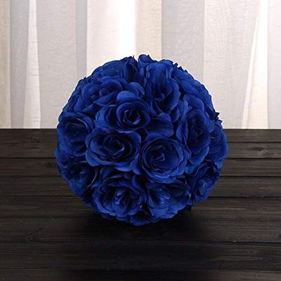 Artificial and Dried Flower 8 inch(20cm) Hanging Decorative Artificial Kissing Flower Ball Centerpieces Silk Rose Wedding Party Decoration Ball - ( Color: Dark Blue/ Size: 8 inch 20cm )