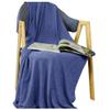 Double Brushed Reversible Knitted Throw Blanket Large 60 X 80 for Couch Sofa Bed Unique Waffle Design Luxurious Plush Cozy Touch Indigo Blue Soft Blanket Microfiber Breathable Durable Fluffy Blanket view 2