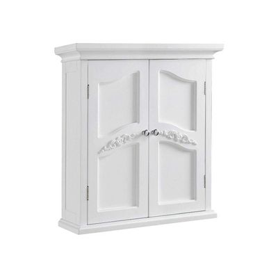 Thaweesuk Shop New White Wooden Medicine Cabinet Organizer Storage Shelf Bathroom Wall Mount 2 Doors Kitchen Drawers Cupboard Floor Rack Toilet MDF Chipboard Wood 8" L x 22" W x 24" H