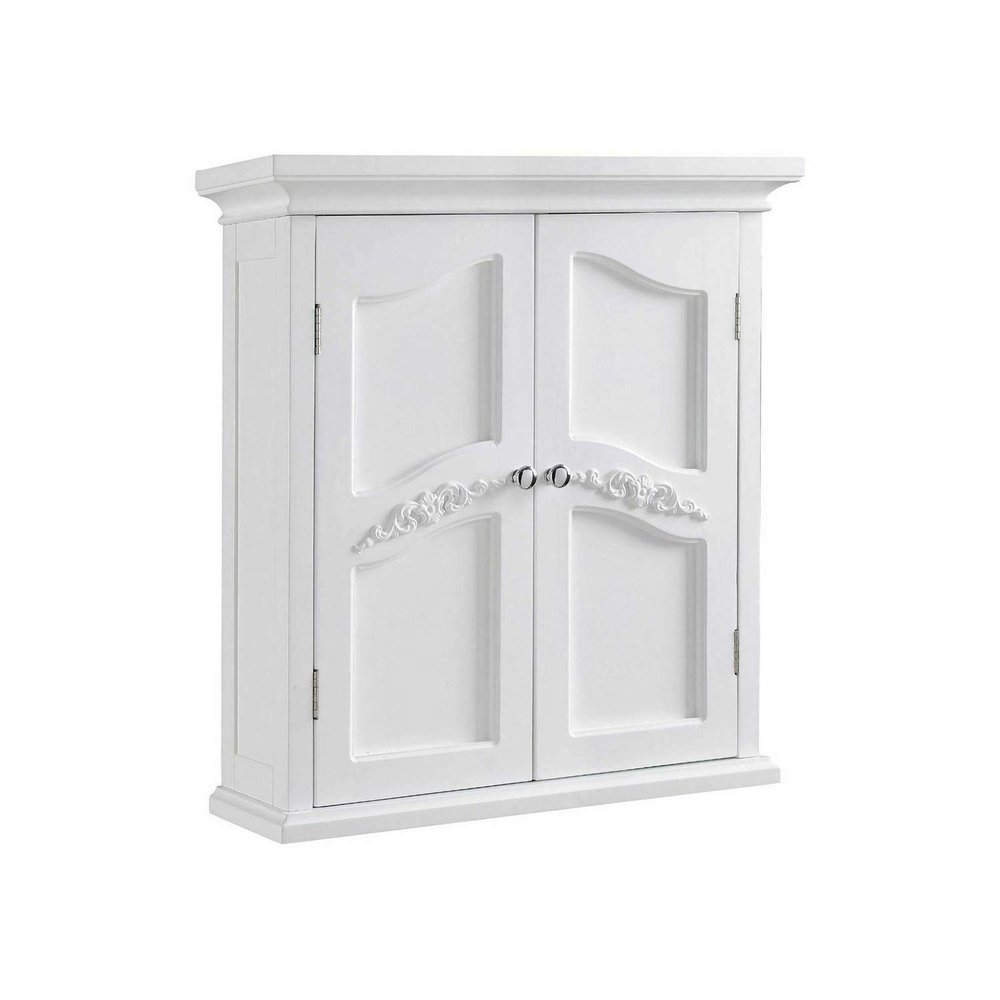 Thaweesuk Shop New White Wooden Medicine Cabinet Organizer Storage Shelf Bathroom Wall Mount 2 Doors Kitchen Drawers Cupboard Floor Rack Toilet MDF Chipboard Wood 8" L x 22" W x 24" H