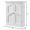 Thaweesuk Shop New White Wooden Medicine Cabinet Organizer Storage Shelf Bathroom Wall Mount 2 Doors Kitchen Drawers Cupboard Floor Rack Toilet MDF Chipboard Wood 8" L x 22" W x 24" H view 2