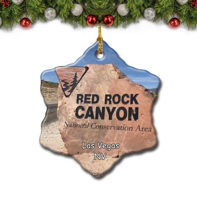 Umsufa Las Vegas Red Rock Canyon Nevada USA Christmas Tree Ornament Travel Gift Souvenir 3 Inch Porcelain Double Side