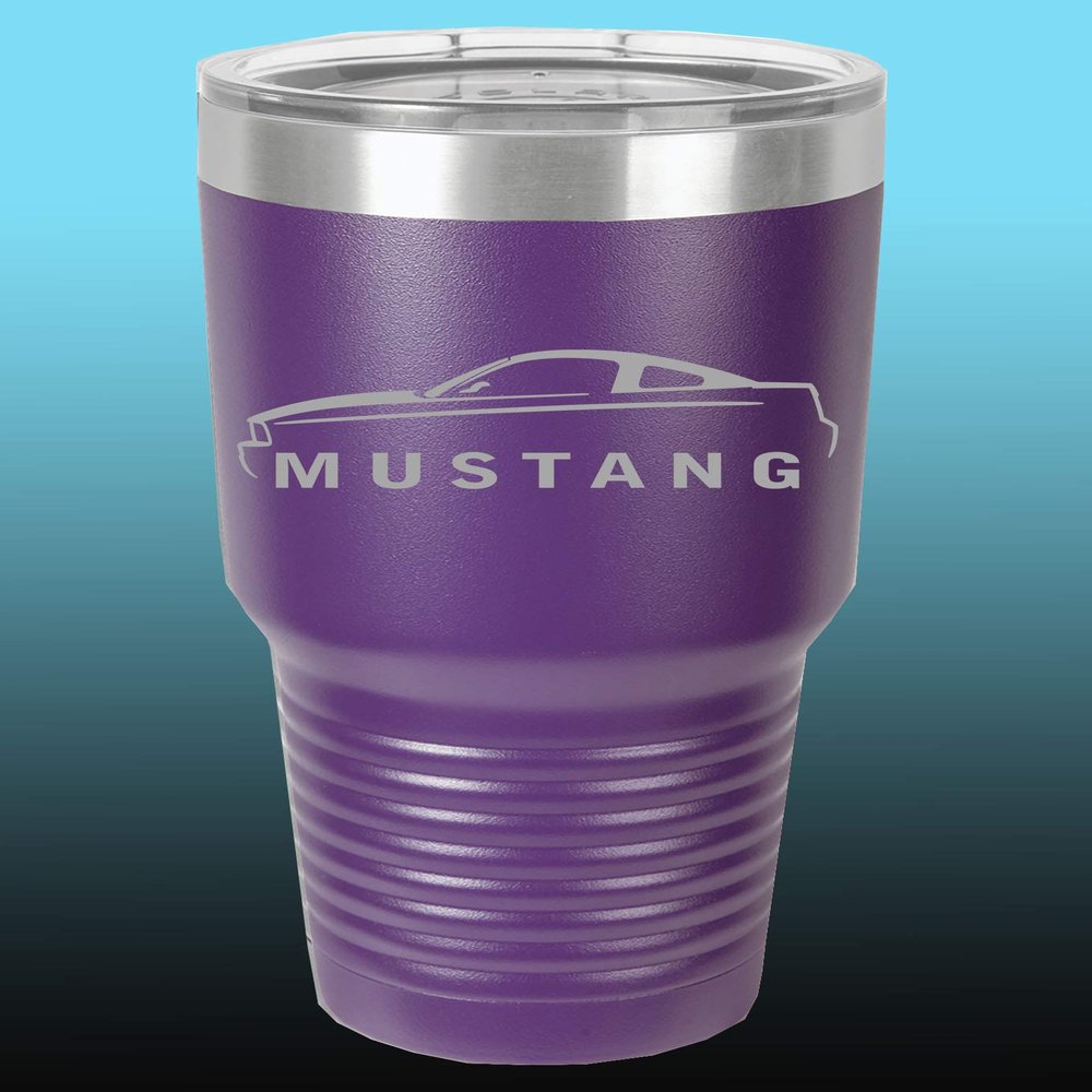 2005-09 Ford Mustang Hardtop 30oz Stainless Steel Tumbler w/Clear Lid purple