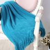 vctops Solid Fringe Throw Blanket with Tassels Faux Cashmere Super Soft Warm Blankets for Couch Sofa Bed and Living Room for All Season (Peacock Blue, 51"x67") view 1