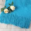 vctops Solid Fringe Throw Blanket with Tassels Faux Cashmere Super Soft Warm Blankets for Couch Sofa Bed and Living Room for All Season (Peacock Blue, 51"x67") view 2
