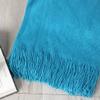 vctops Solid Fringe Throw Blanket with Tassels Faux Cashmere Super Soft Warm Blankets for Couch Sofa Bed and Living Room for All Season (Peacock Blue, 51"x67") view 4