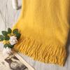 vctops Solid Fringe Throw Blanket with Tassels Faux Cashmere Super Soft Warm Blankets for Couch Sofa Bed and Living Room for All Season (Yellow, 51"x67") view 2