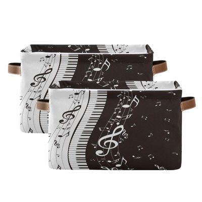 Storage Basket Cube Music Note Piano Key Large Collapsible Toys Storage Box Bin Laundry Organizer for Closet Shelf Nursery Kids Bedroom,15x11x9.5 in,2 Pack