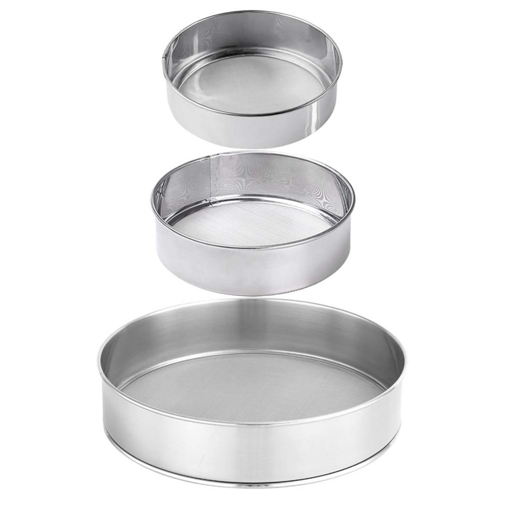 3pcs Flour Sieve Mesh Flour Sifter Sifting Strainer Powder Sifter Cake Baking Filter