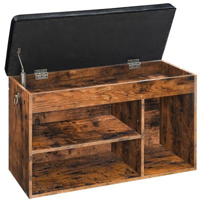 HOOBRO Shoe Storage Bench with Padded Cushion, Entryway Bench with Flip-Open Storage Box and Adjustable Shelf, Shoe Rack with Hidden Compartment, for Entryway, Living Room, BF40HX01