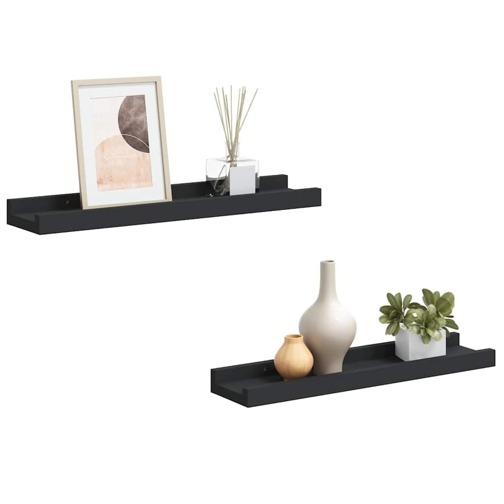 vidaXL Picture Frame Ledge Shelves 2 pcs Gray 31.5"x3.5"x1.2" MDF