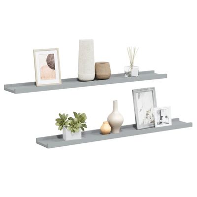 vidaXL Picture Frame Ledge Shelves 2 pcs Gray 31.5"x3.5"x1.2" MDF