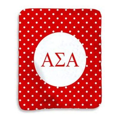 Alpha Sigma Alpha ASA Polka Dots Sherpa Lap Blanket Multicolored