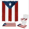 4 Pcs Shower Curtain Sets Puerto Rico Flag Waterproof Fabic Bathroom Set with Non-Slip Rugs Toilet Lid Cover Bath Mat Stripe Shower Curtain with Hooks 66x72 inch Shower Curtain with Hooks Large view 1