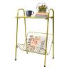 Jbikao Gold End Table - Modern Small Accent Metal Side Table with Magazine Storage for Record Player Stand, Living Room, Farmhouse, Bedside Table - 24in view 1