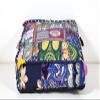 CRAFT KALA Indian Square Patchwork Traditional Pouf Cover Indian Living Room Poufs Decorative Embroidered Designer Ottoman Home Living Footstool Chair Cover Decor Pillow Cover 18x18x5 inches, Blue view 1