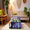 CRAFT KALA Indian Square Patchwork Traditional Pouf Cover Indian Living Room Poufs Decorative Embroidered Designer Ottoman Home Living Footstool Chair Cover Decor Pillow Cover 18x18x5 inches, Blue view 4