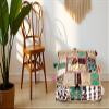 CRAFT KALA Indian Square Patchwork Traditional Pouf Cover Indian Living Room Poufs Decorative Embroidered Designer Ottoman Home Living Footstool Chair Cover Decor Pillow Cover 18x18x5 inches, Camel view 4